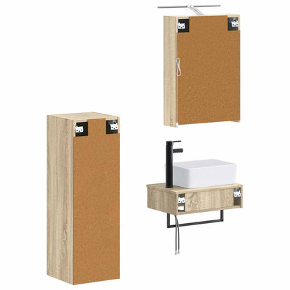 Bathroom Cabinet Set 4 pcs Sonoma Oak 50 x 14.5 x 70 cm