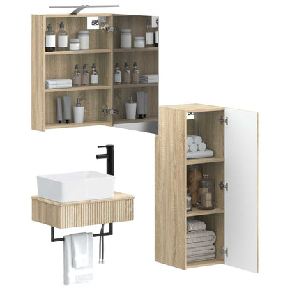 Bathroom Cabinet Set 4 pcs Sonoma Oak 50 x 14.5 x 70 cm