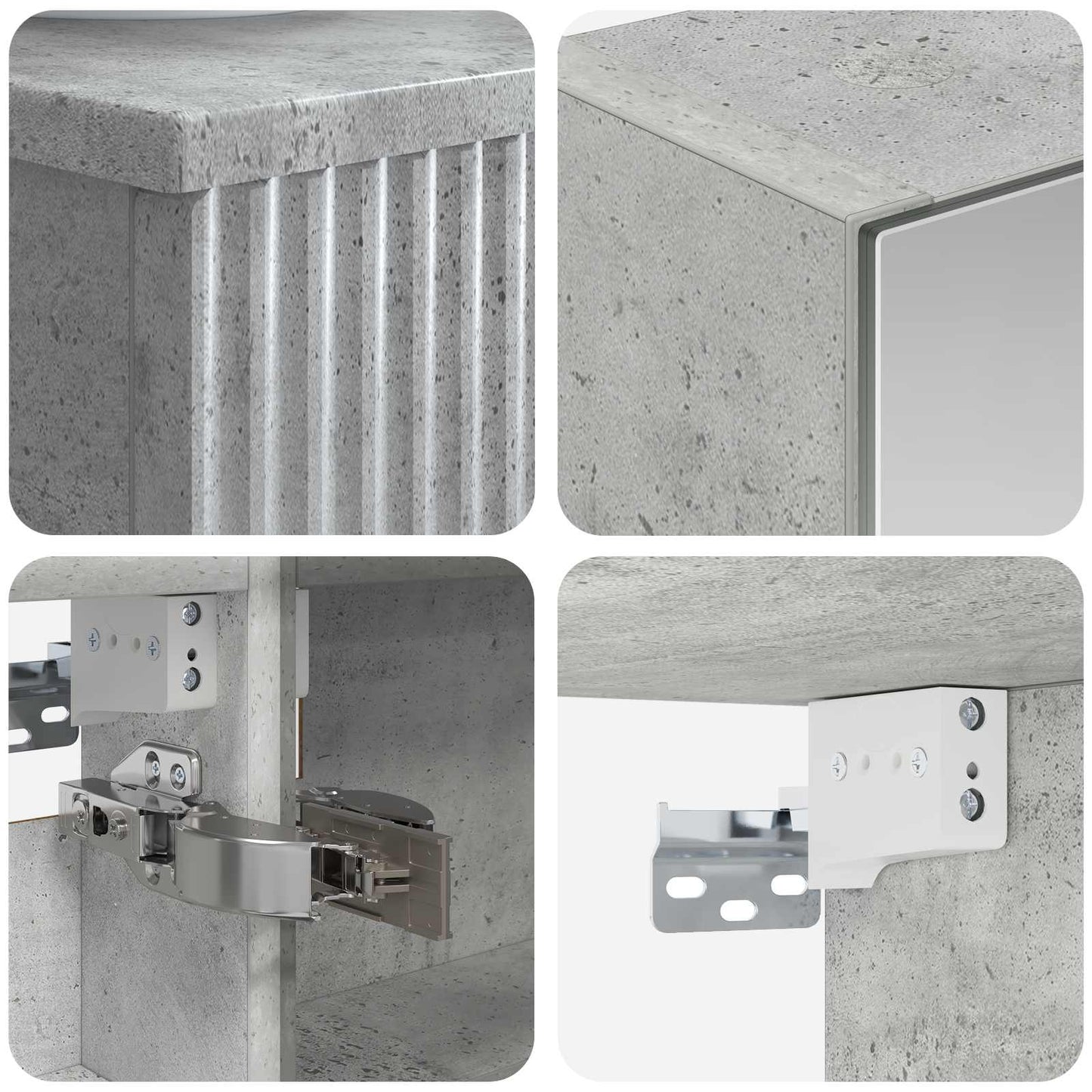 Bathroom Cabinet Set 4 pcs Concrete Grey Engineered Wood