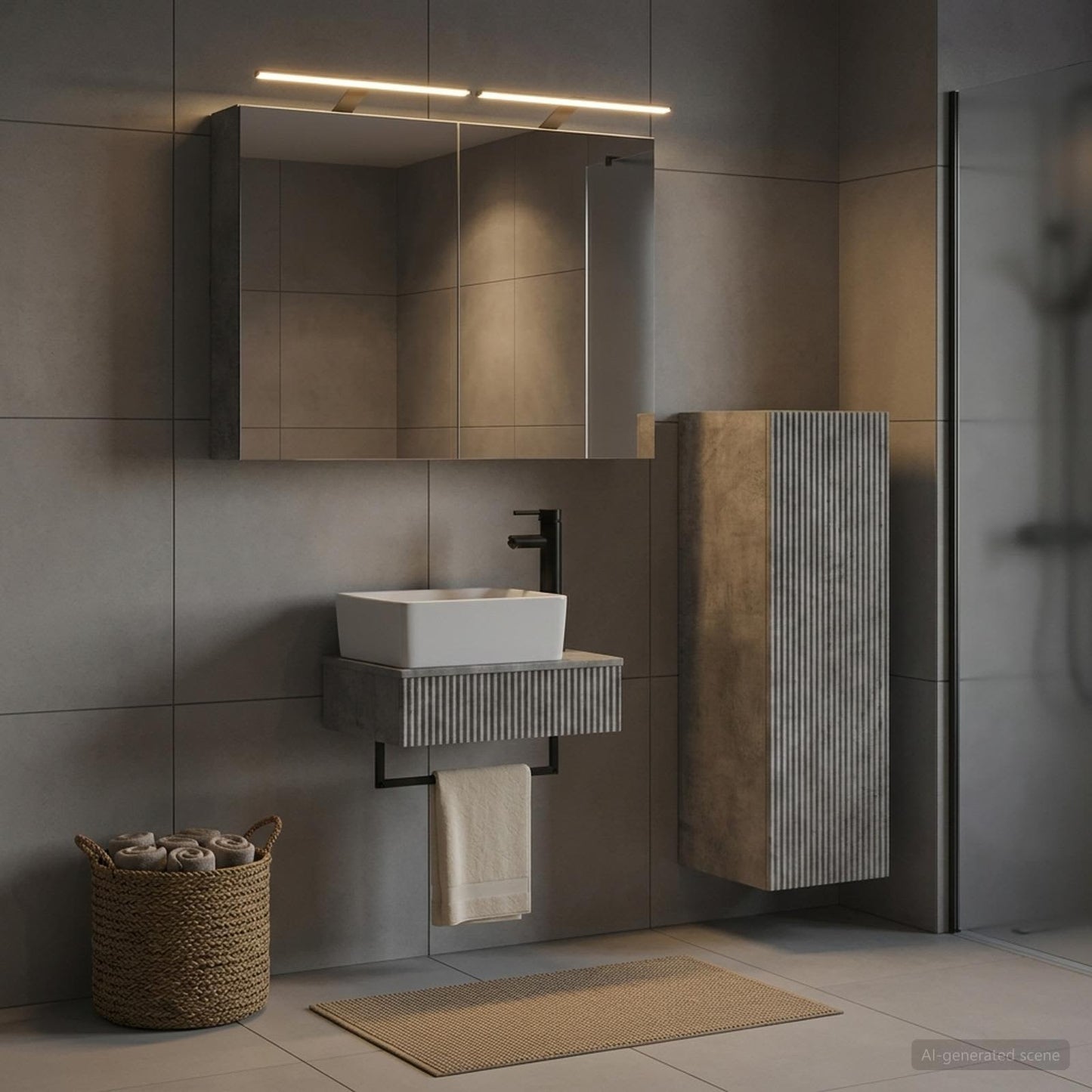 Bathroom Cabinet Set 4 pcs Concrete Grey Engineered Wood