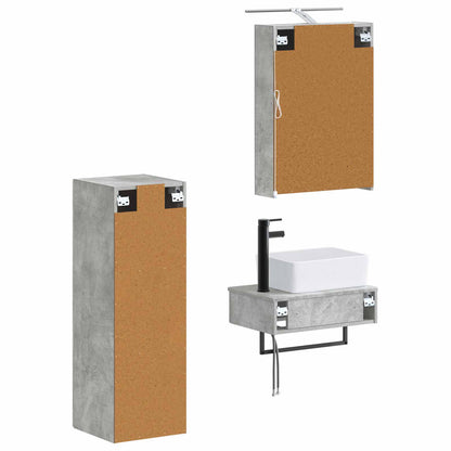 Bathroom Cabinet Set 4 pcs Concrete Grey 50 x 14.5 x 70 cm