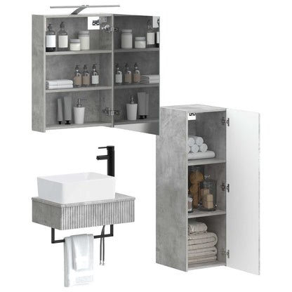 Bathroom Cabinet Set 4 pcs Concrete Grey 50 x 14.5 x 70 cm
