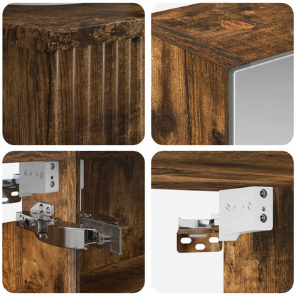 Bathroom Cabinet Set 4 pcs Smoked Oak Engineered Wood