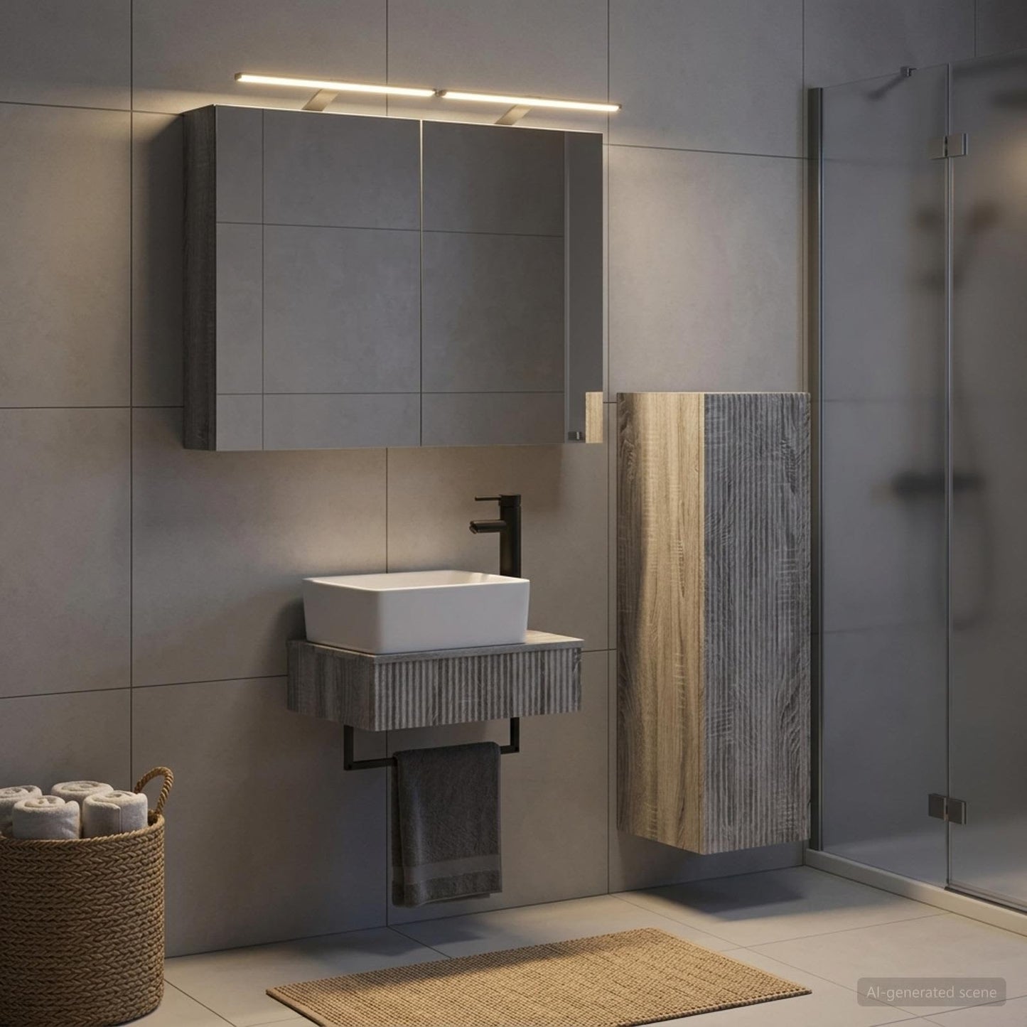 Bathroom Cabinet Set 4 pcs Grey Sonoma Engineered Wood
