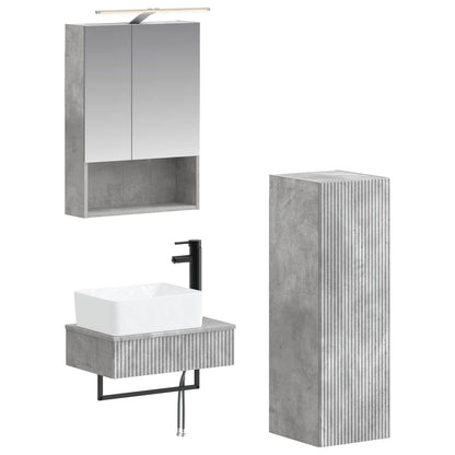 Bathroom Cabinet Set 4 pcs Concrete Grey 50 x 14.5 x 70 cm