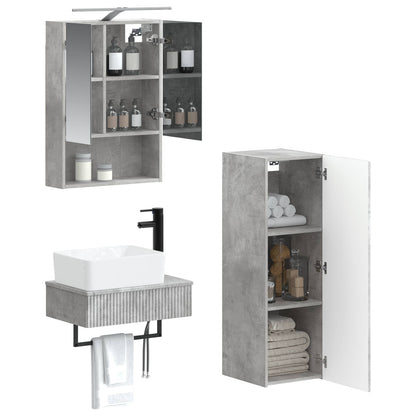 Bathroom Cabinet Set 4 pcs Concrete Grey 50 x 14.5 x 70 cm
