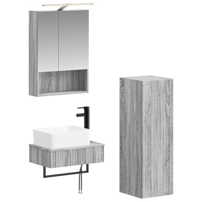 Bathroom Cabinet Set 4 pcs Grey Sonoma 50 x 14.5 x 70 cm