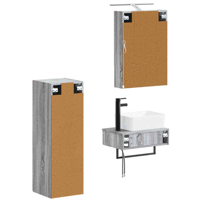 Bathroom Cabinet Set 4 pcs Grey Sonoma 50 x 14.5 x 70 cm