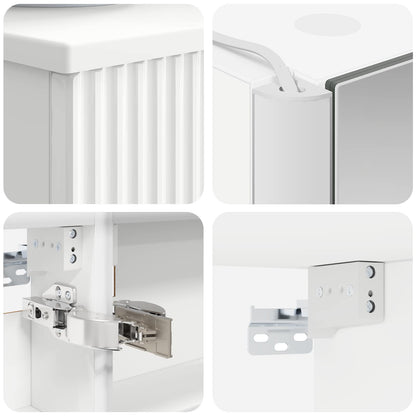 Bathroom Furniture Set 4 pcs White Engineered Wood and Glass