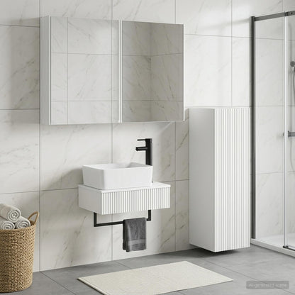Bathroom Furniture Set 4 pcs White Engineered Wood and Glass