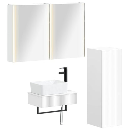 Bathroom Furniture Set 4 pcs White Engineered Wood and Glass