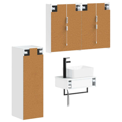 Bathroom Furniture Set 4 pcs White Engineered Wood and Glass