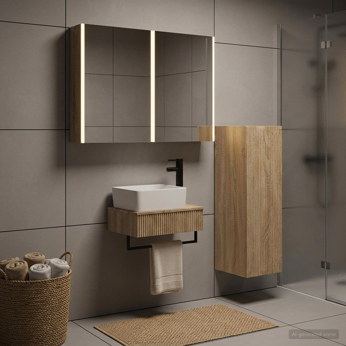 Bathroom Furniture Set 4 pcs Sonoma Oak