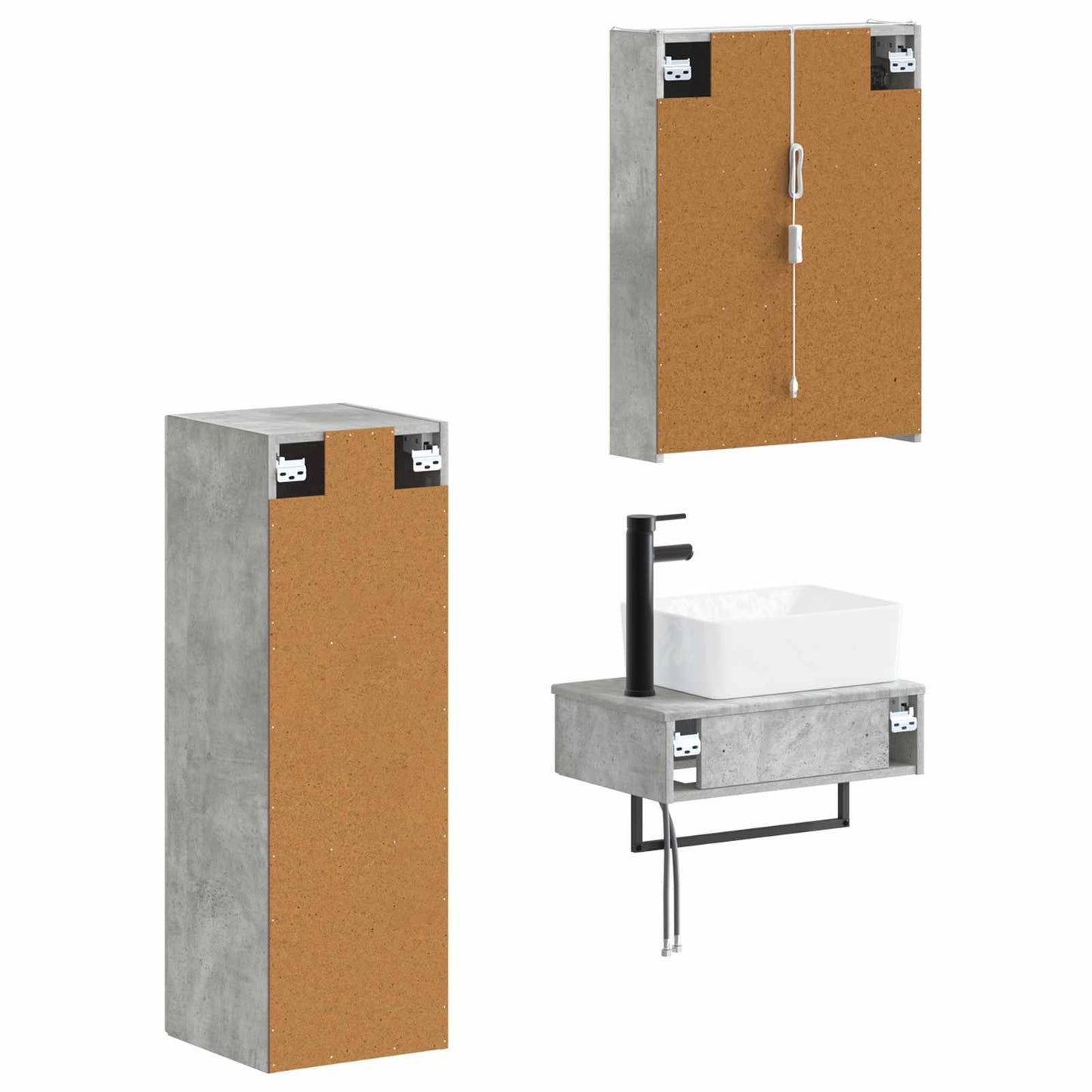 Bathroom Furniture Set 4 pcs Concrete Grey