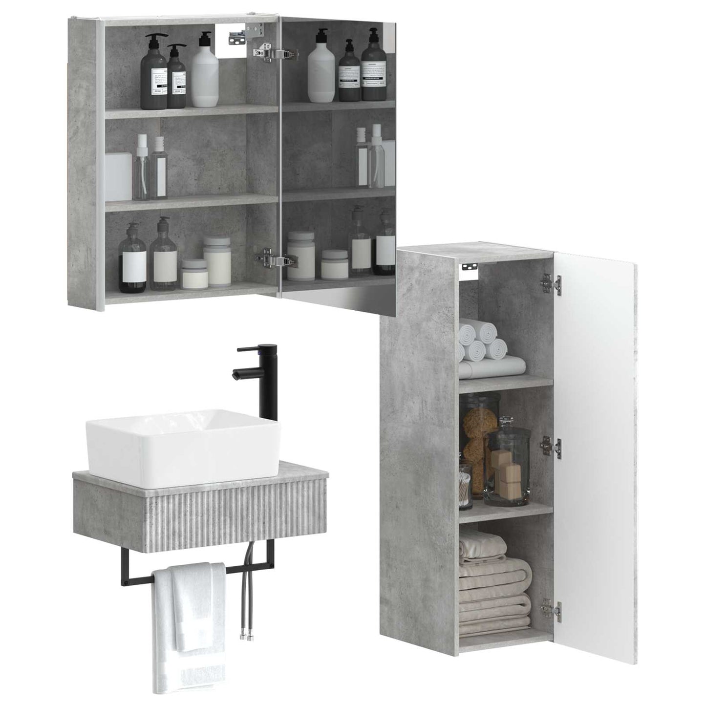 Bathroom Furniture Set 4 pcs Concrete Grey