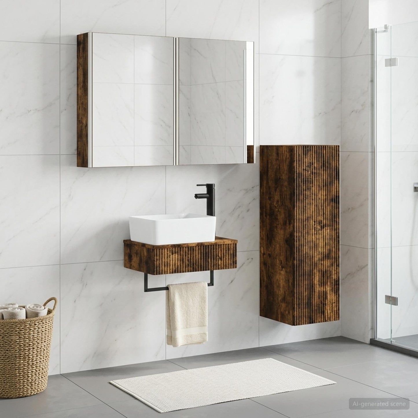 Bathroom Furniture Set 4 pcs Smoked Oak