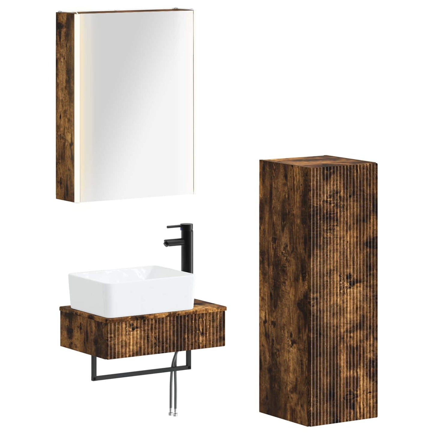 Bathroom Furniture Set 4 pcs Smoked Oak