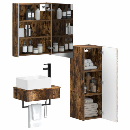Bathroom Furniture Set 4 pcs Smoked Oak