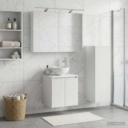 Bathroom Furniture Set 4 pcs White Engineered Wood and Glass