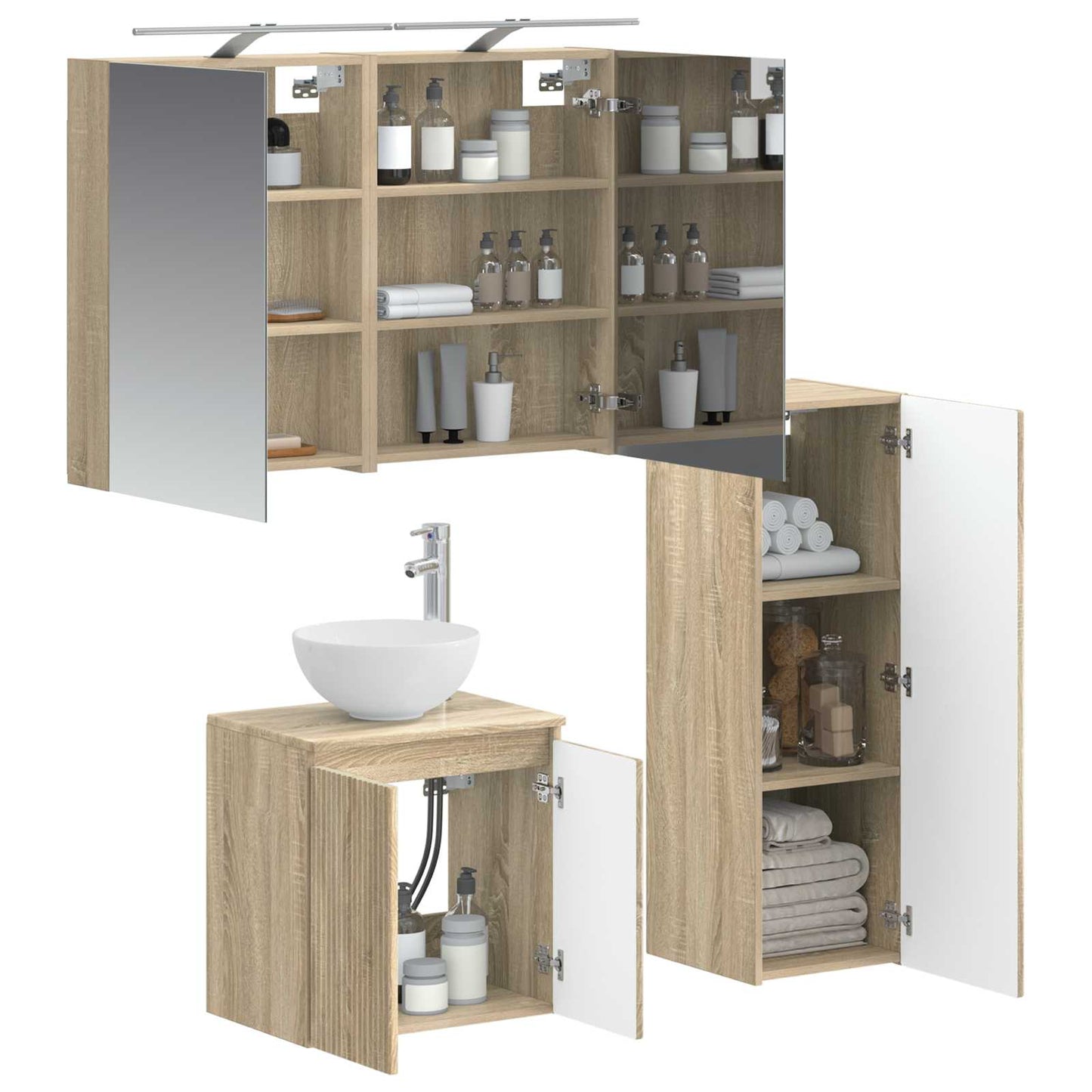 Bathroom Furniture Set 4 pcs Sonoma Oak