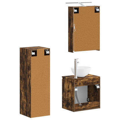 Bathroom Furniture Set 4 pcs Smoked Oak