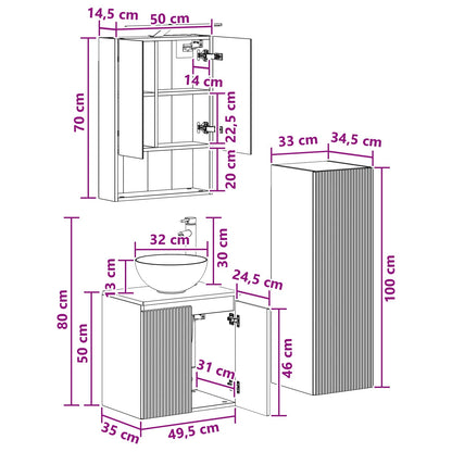 Bathroom Furniture Set 4 pcs White Engineered Wood and Glass