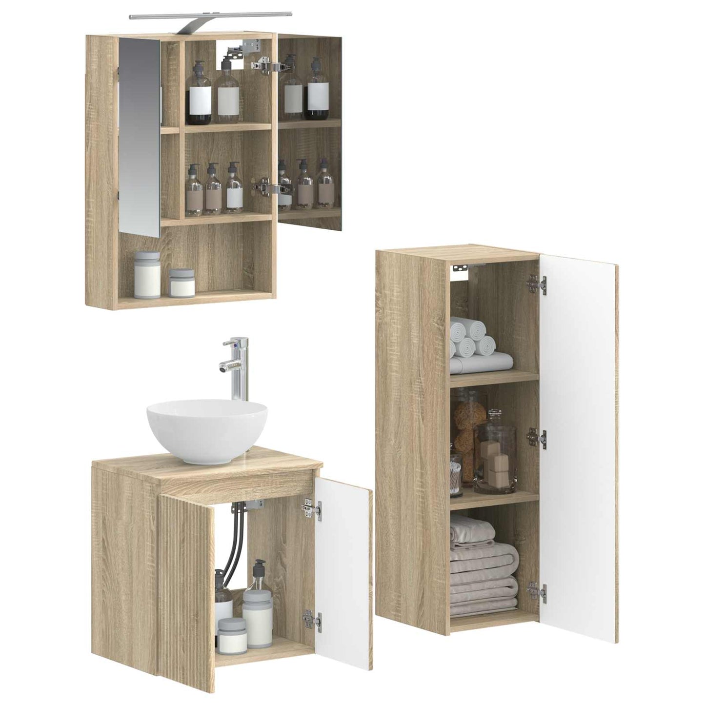Bathroom Furniture Set 4 pcs Sonoma Oak