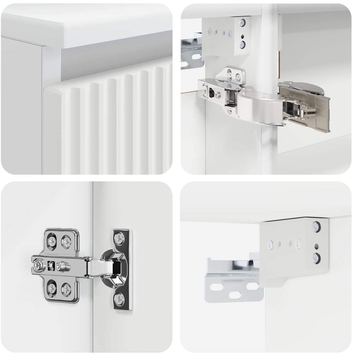 Bathroom Furniture Set 4 pcs White Engineered Wood and Glass