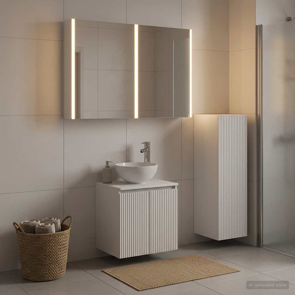 Bathroom Furniture Set 4 pcs White Engineered Wood and Glass