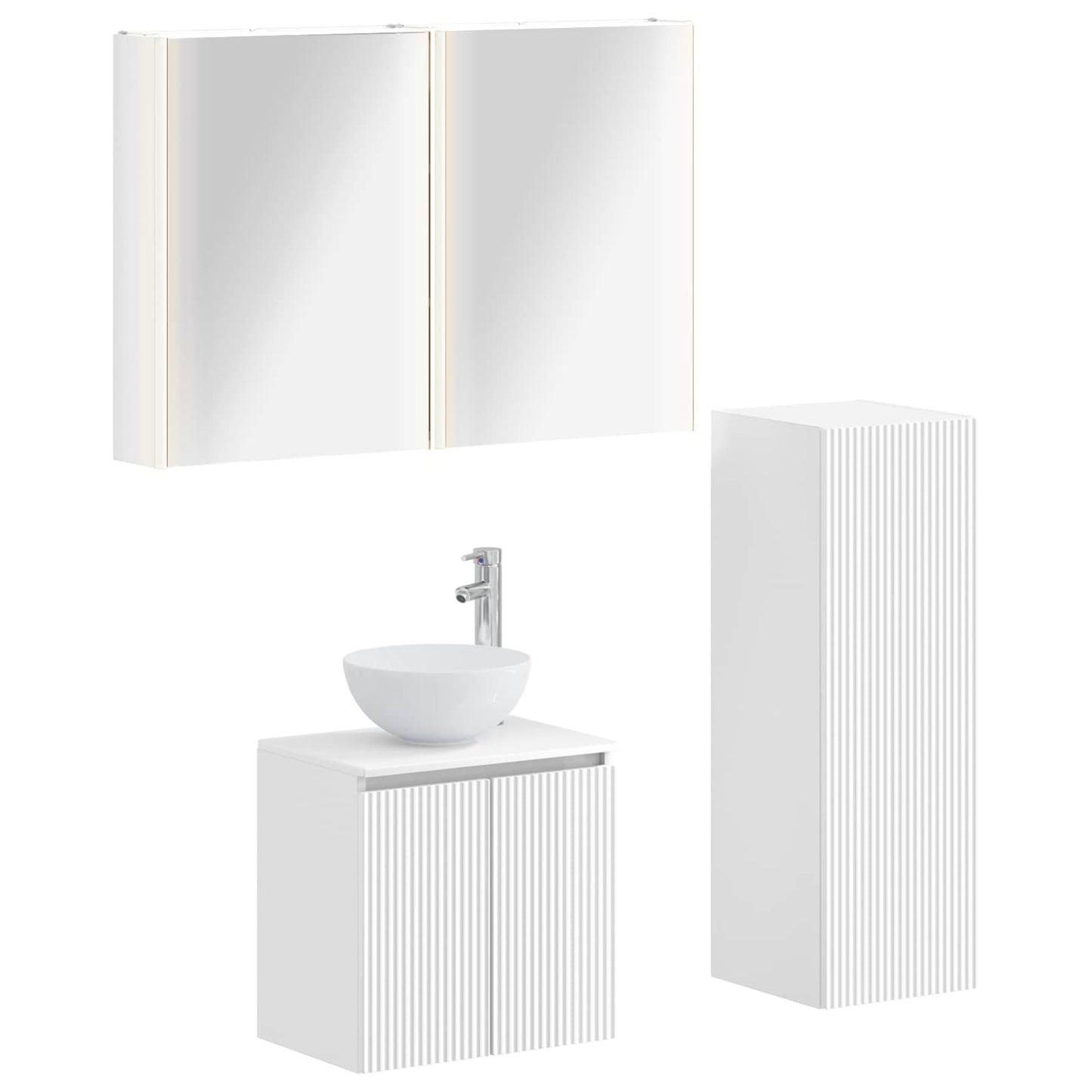 Bathroom Furniture Set 4 pcs White Engineered Wood and Glass