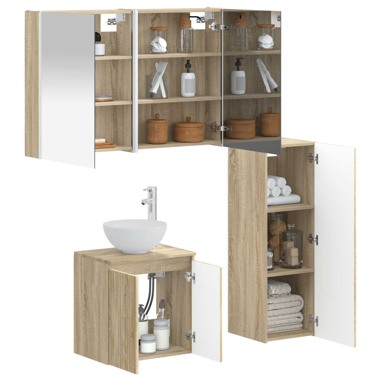 Bathroom Furniture Set 4 pcs Sonoma Oak