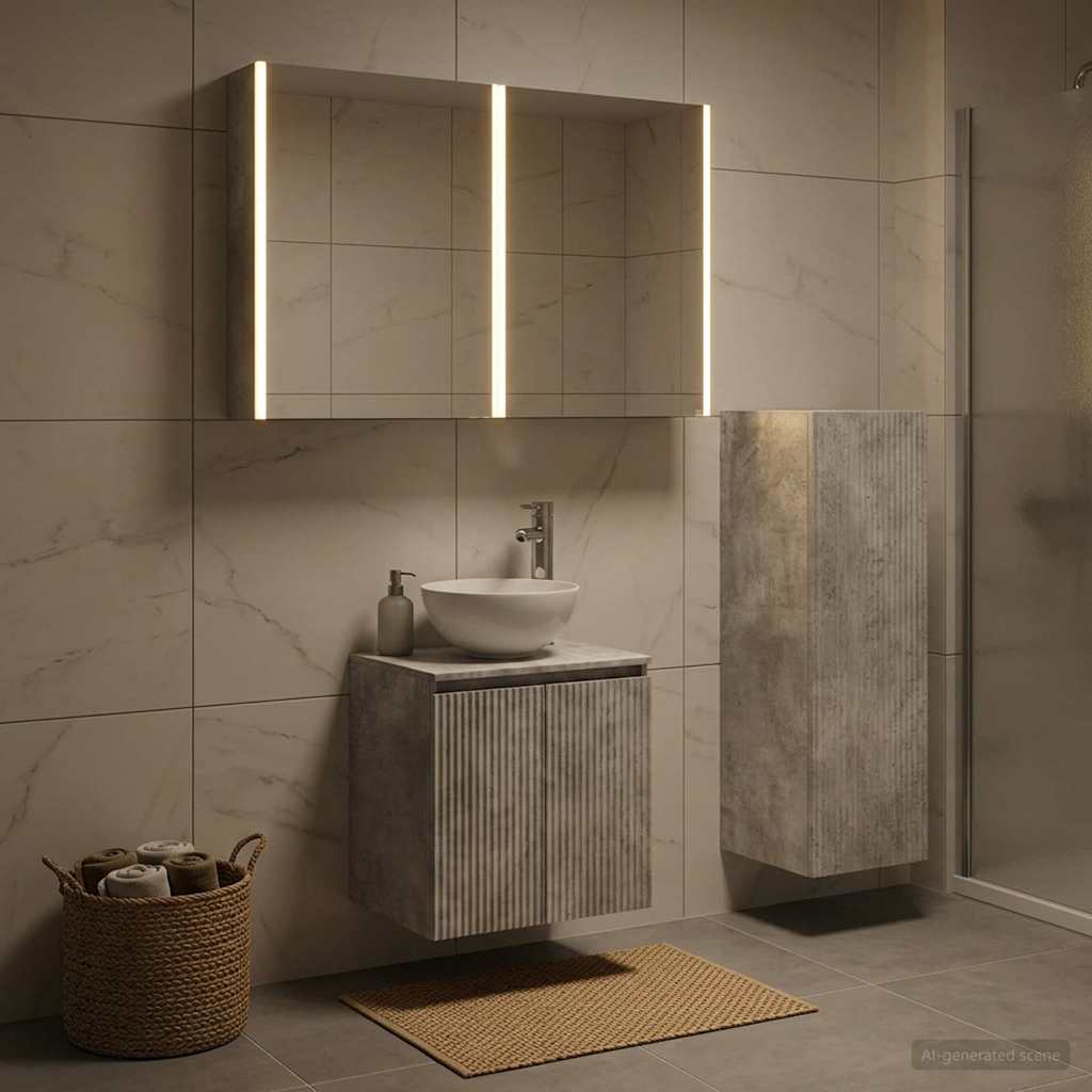 Bathroom Furniture Set 4 pcs Concrete Grey