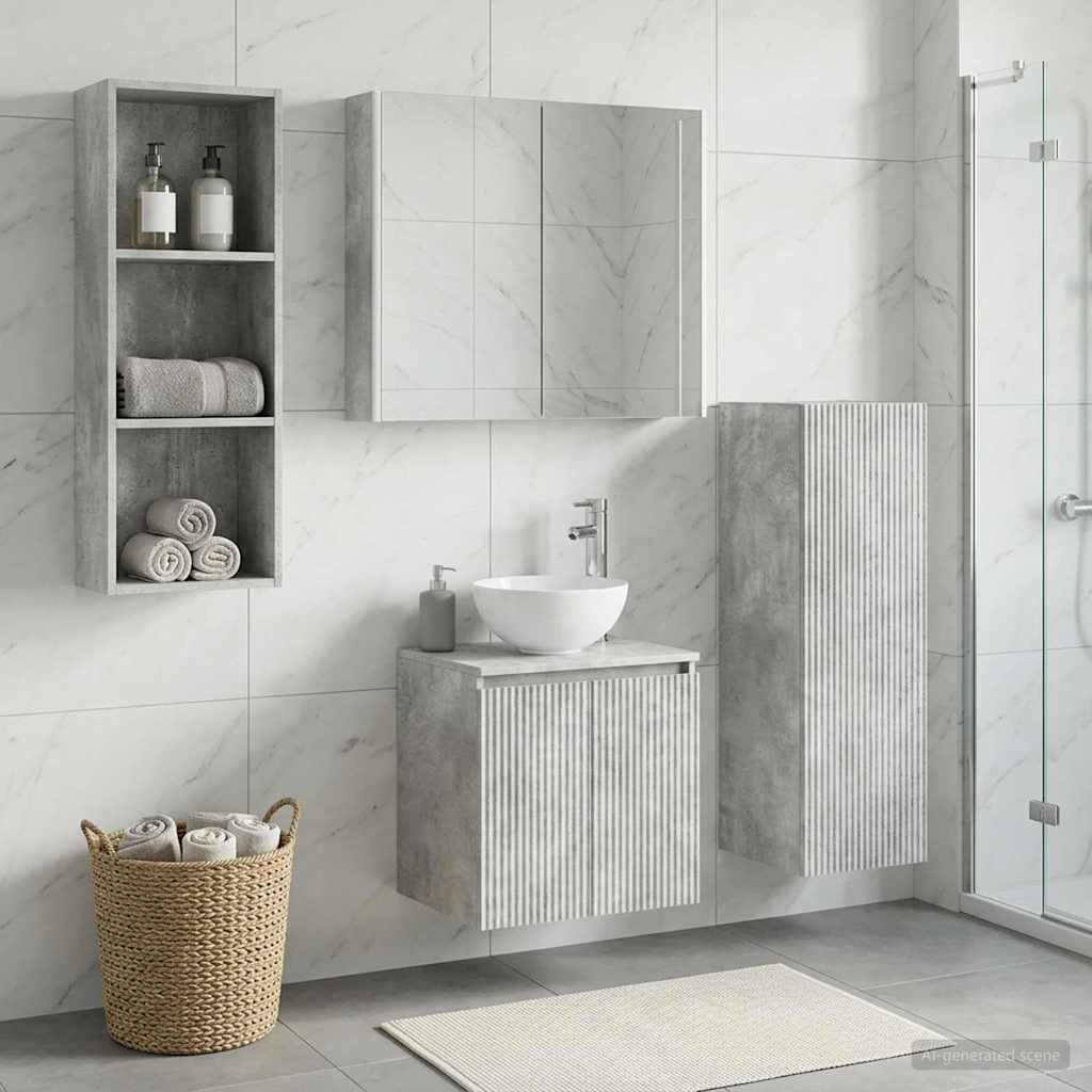 Bathroom Furniture Set 4 pcs Concrete Grey