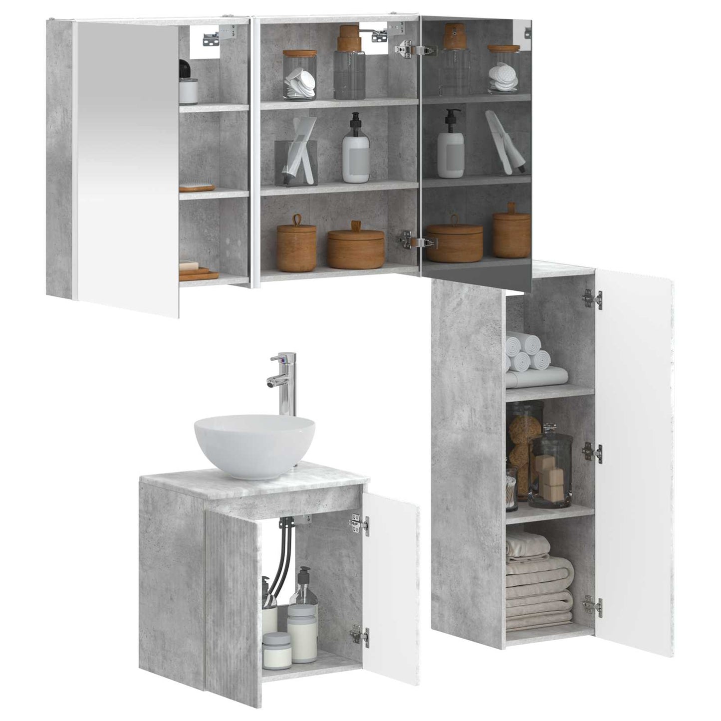 Bathroom Furniture Set 4 pcs Concrete Grey