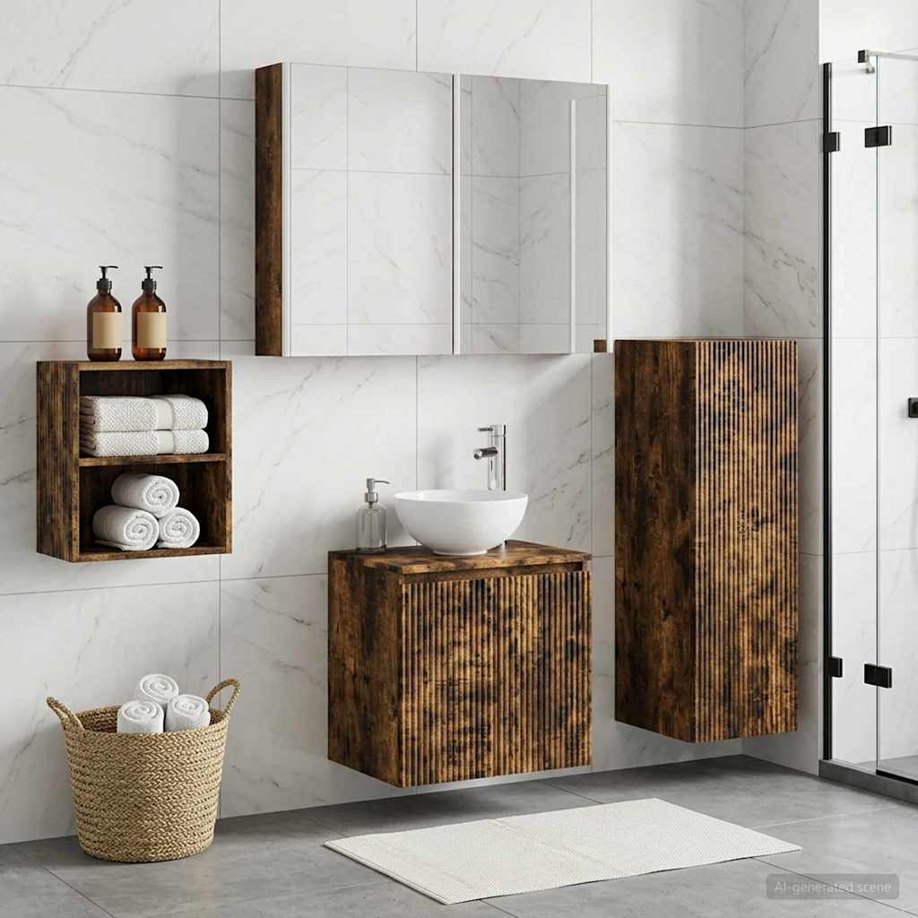 Bathroom Furniture Set 4 pcs Smoked Oak