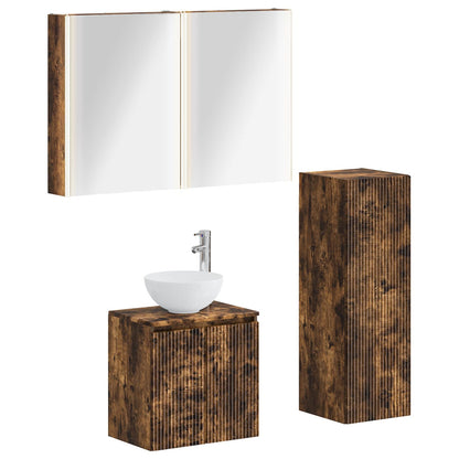 Bathroom Furniture Set 4 pcs Smoked Oak