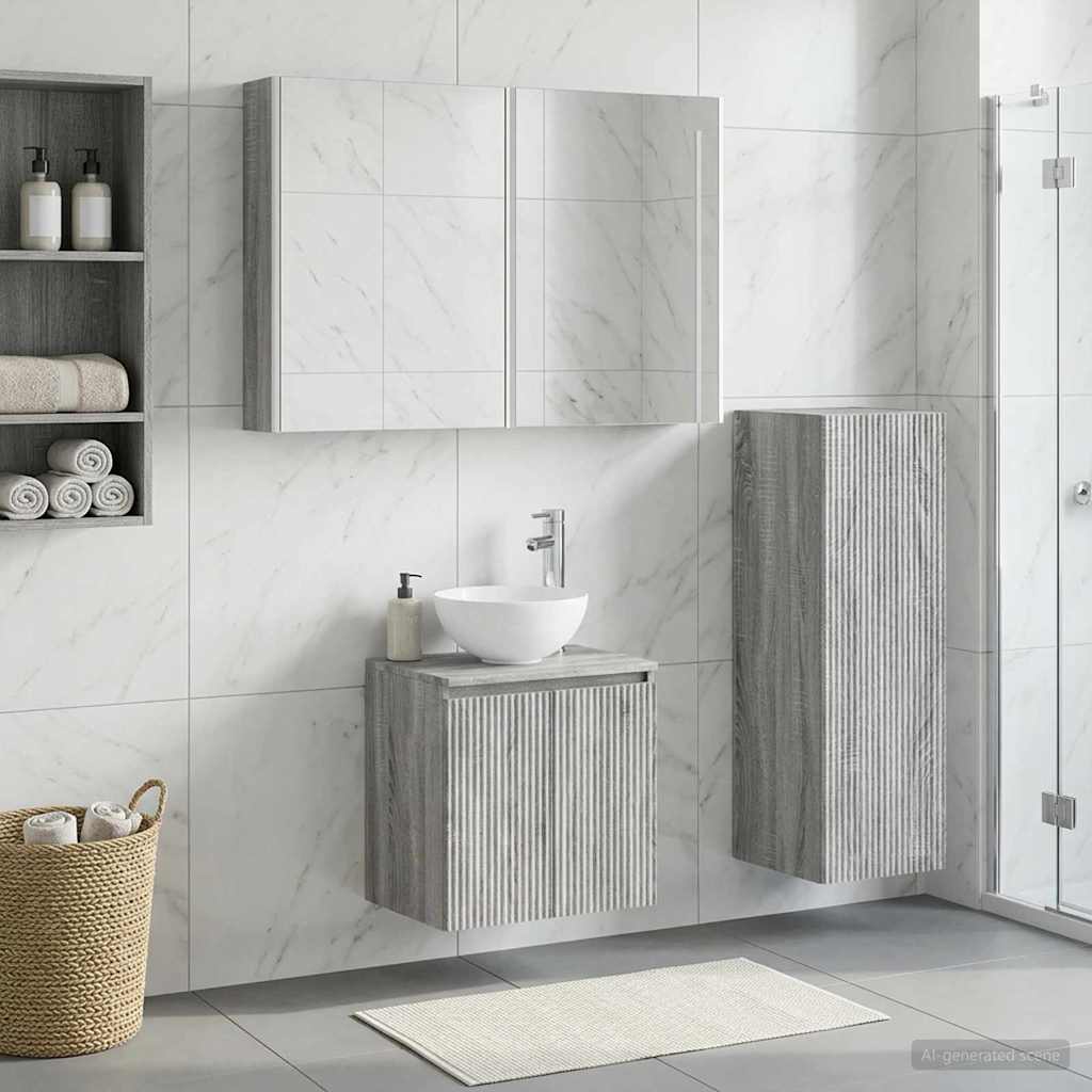 Bathroom Furniture Set 4 pcs Grey Sonoma