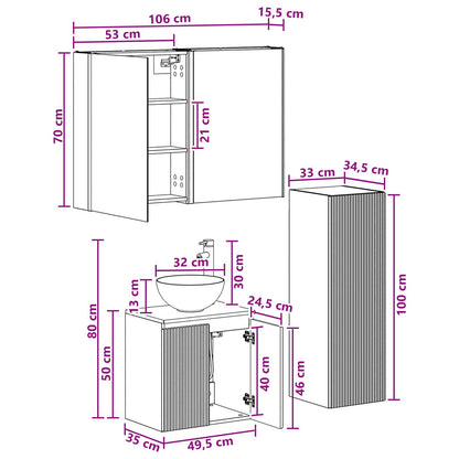 Bathroom Furniture Set 4 pcs Artisan Oak
