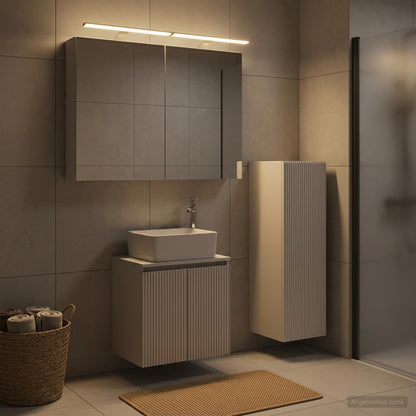 Bathroom Furniture Set 4 pcs White Engineered Wood and Glass