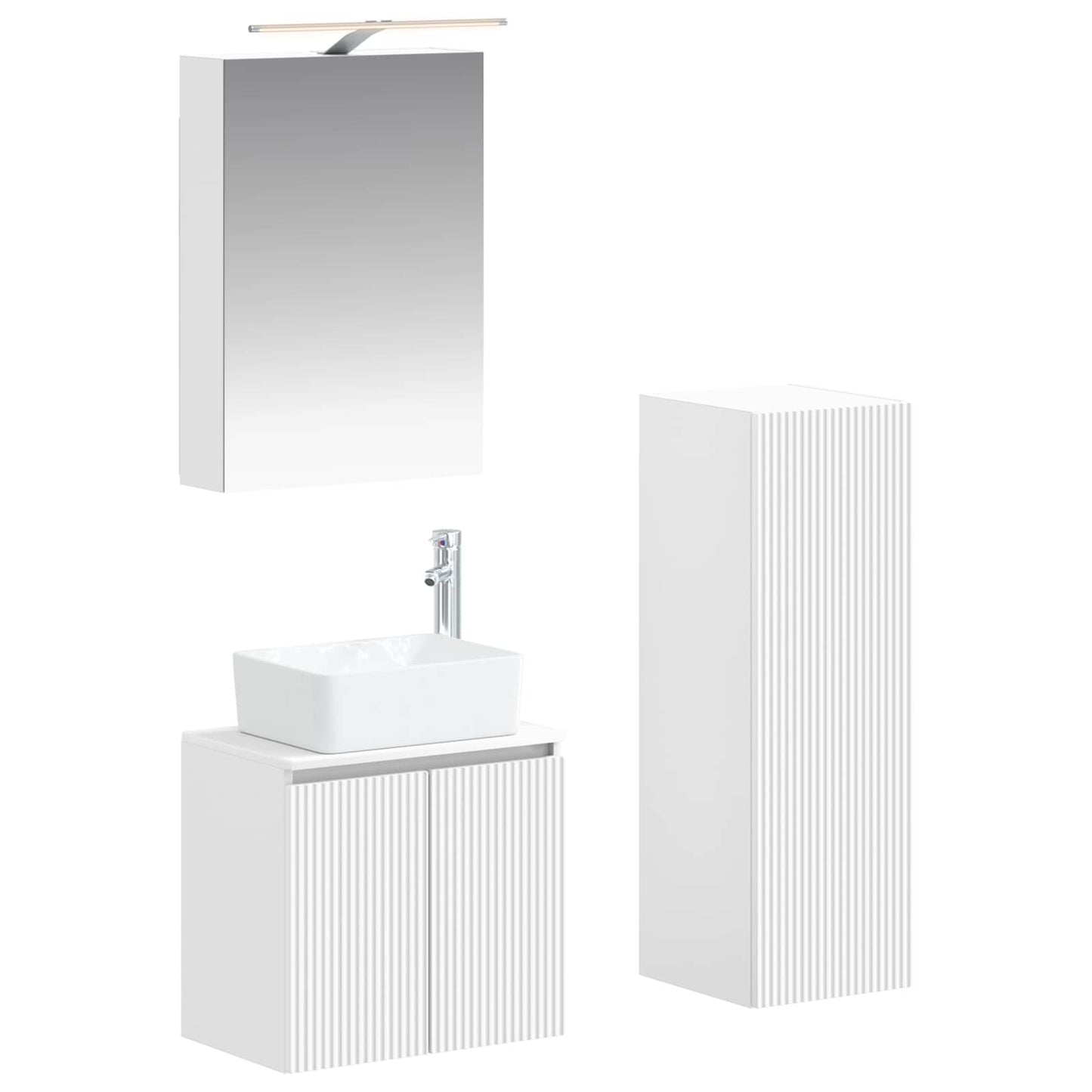 Bathroom Furniture Set 4 pcs White Engineered Wood and Glass