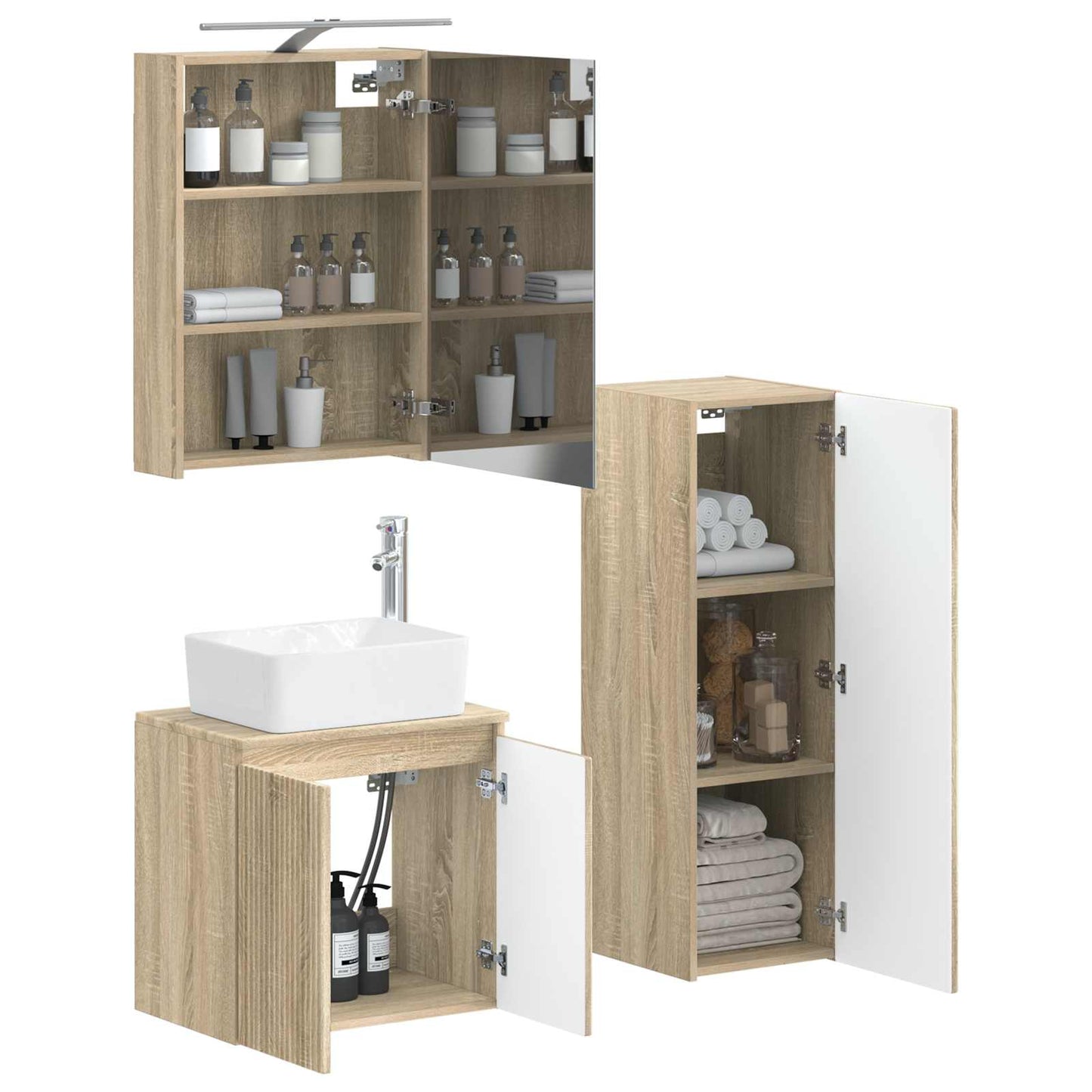 Bathroom Furniture Set 4 pcs Sonoma Oak