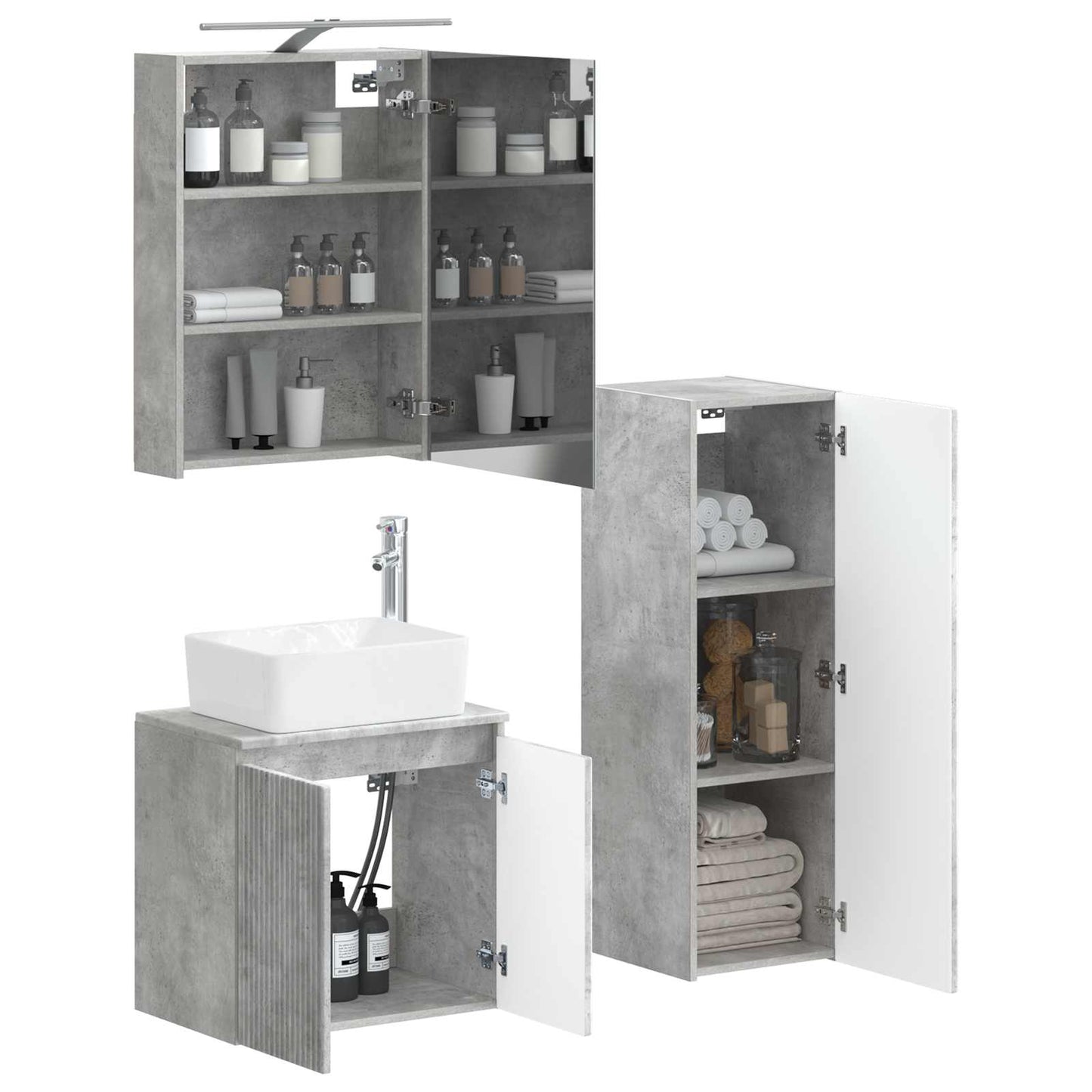 Bathroom Furniture Set 4 pcs Concrete Grey