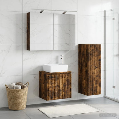 Bathroom Furniture Set 4 pcs Smoked Oak