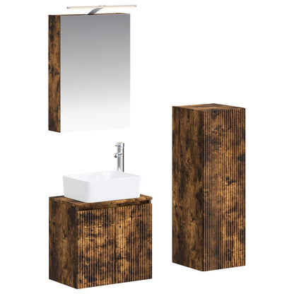 Bathroom Furniture Set 4 pcs Smoked Oak