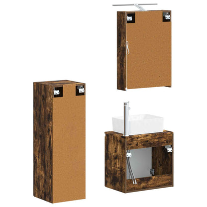 Bathroom Furniture Set 4 pcs Smoked Oak