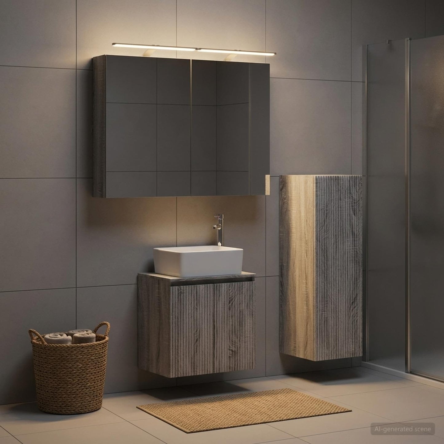 Bathroom Furniture Set 4 pcs Grey Sonoma