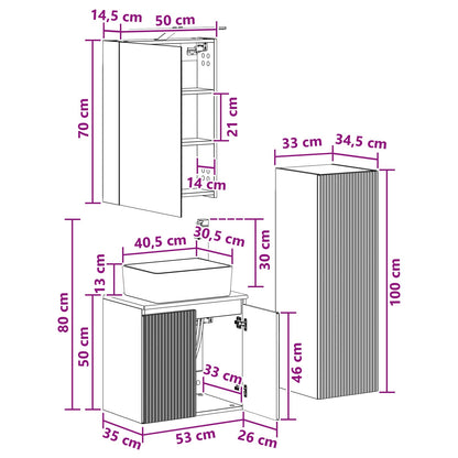 Bathroom Furniture Set 4 pcs Grey Sonoma