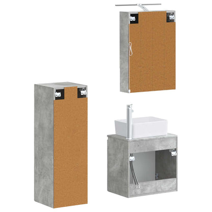 Bathroom Furniture Set 4 pcs Concrete Grey