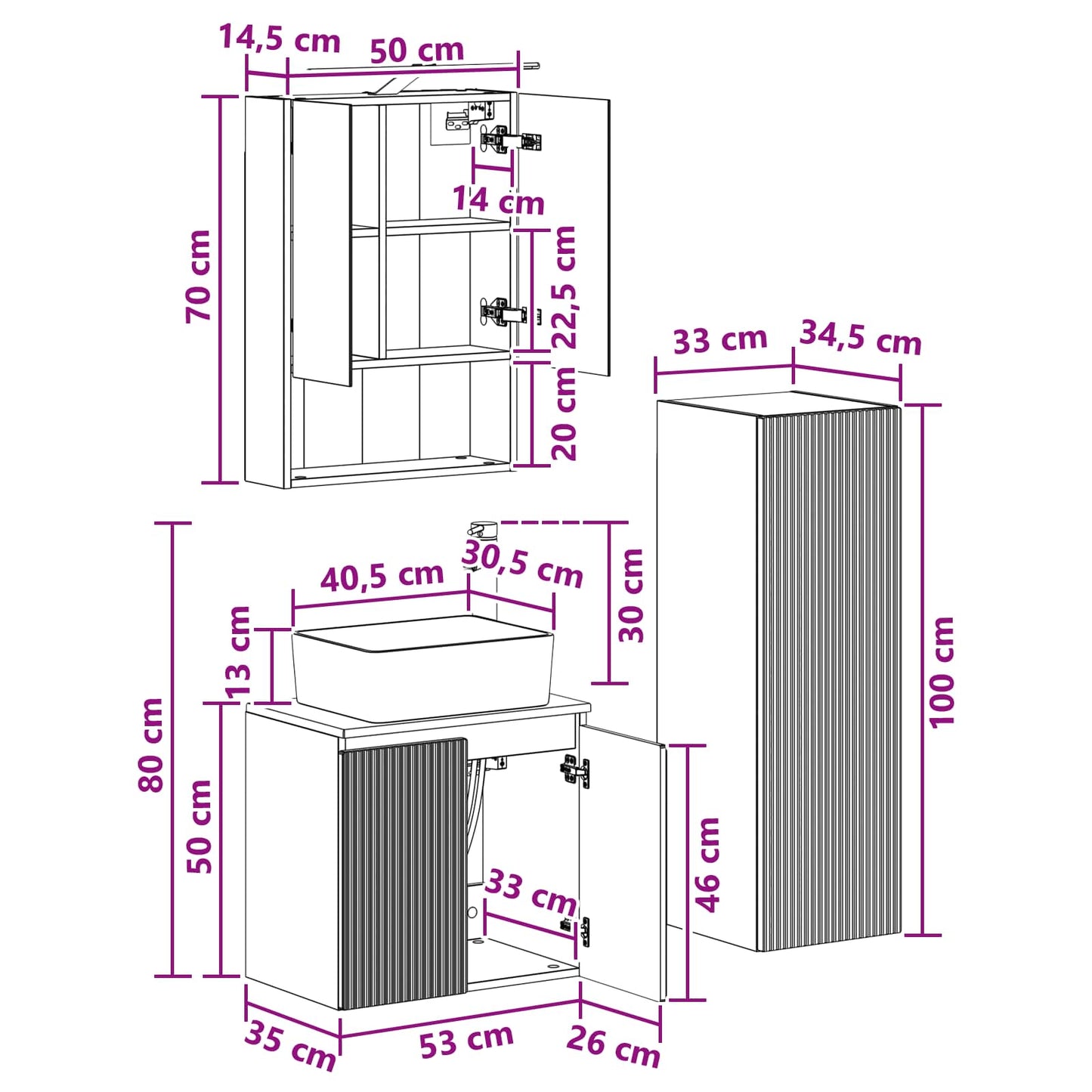 Bathroom Furniture Set 4 pcs Grey Sonoma