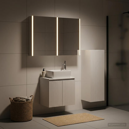 Bathroom Furniture Set 4 pcs White Engineered Wood and Glass